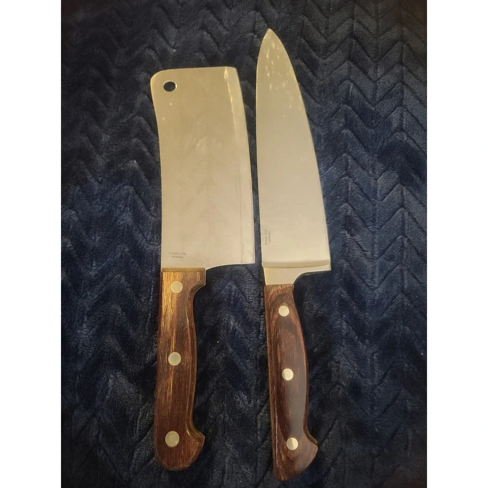 Hamilton Beach Kitchen Knife Set Stainless Steel Cleaver Chef Knife Wood 13